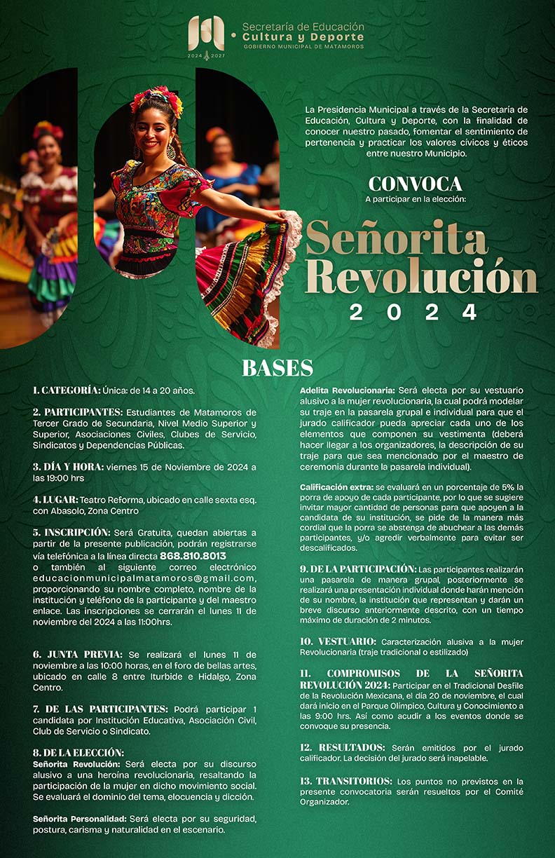 F 3 Convocatoria para Señorita Revolución y el Desfile del 20 de Noviembre